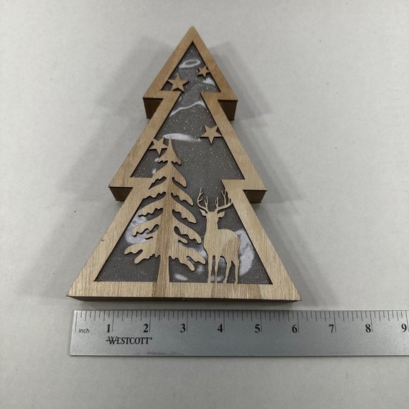 Fabulous Home LED Wooden Christmas Tree And Deer Sign With Lights New With Tags - Picture 7 of 9